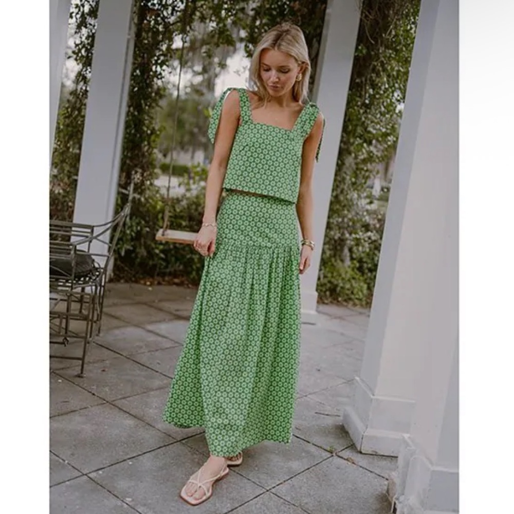 ANTONIO MELANI Green Printed Maxi Skirt set - Picture 5 of 13